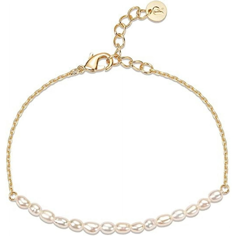 PAVOI 14K Gold Plated Tiny Pearl Bracelet